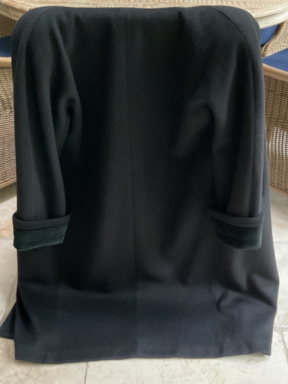 J Peterman Vintage Black Wool & Velvet Formal Overcoat - Picture 6 of 9